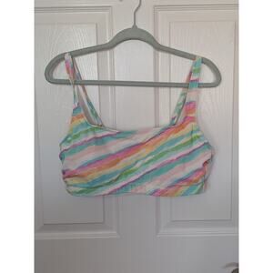 NWOT - Xhiliration 1x Rainbow pastel striped swim top